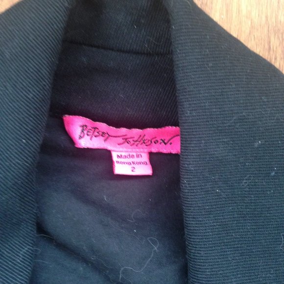 Betsey Johnson - Black Long Structured Denim Coat - Picture 11 of 12